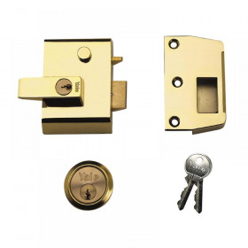 Yale Locks P2 Double Security Nightlatch 40mm Backset Brasslux Finish Visi