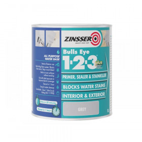 Zinsser Bulls Eye 1-2-3 Plus Primer, Sealer & Stain Killer Grey 1 litre