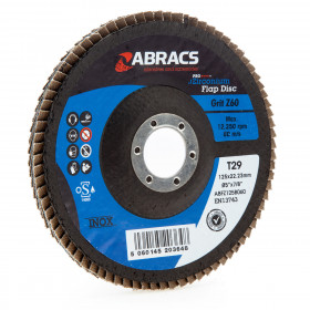 Abracs Abfz125B060 Zirconium Flap Disc With Dpc Centre 125Mm X 22.23Mm 60 Grit