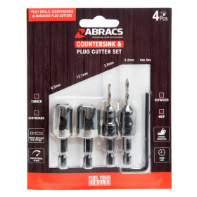 Abracs Csdbset4 Countersink & Plug Cutter Set (4 Piece)