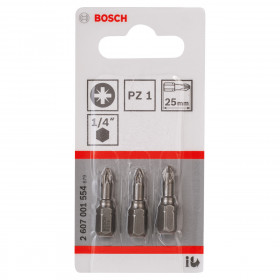 Bosch 2607001554 Extra Hard Pz1 Screwdriver Bits 25Mm (Pack Of 3)