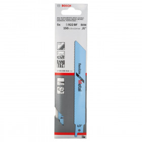Bosch S922Bf (2608656014) Reciprocating Saw Blades For Metal 150Mm (Pack Of 5)