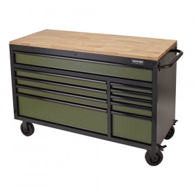 Bunker 08236 ® Workbench Roller Tool Cabinet, 10 Drawer, 56in, Green each 1