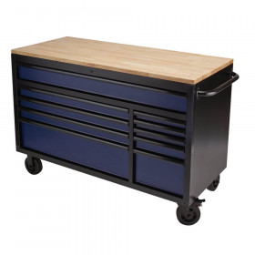 Bunker 08237 ® Workbench Roller Tool Cabinet, 10 Drawer, 56in, Blue each 1