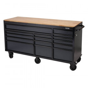 Bunker 08241 ® Workbench Roller Tool Cabinet, 15 Drawer, 72in, Grey 1