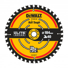Dewalt Dt10303 Elite Circular Saw Blade Nail Tough 184Mm X 16Mm 40T
