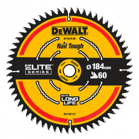 Dewalt Dt1670 Elite Circular Saw Blade Nail Tough 184Mm X 16Mm 60T