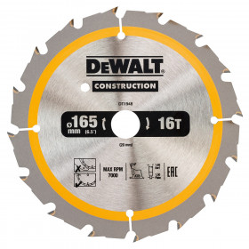 Dewalt Dt1948 Construction Circular Saw Blade 165 X 20Mm X 16T