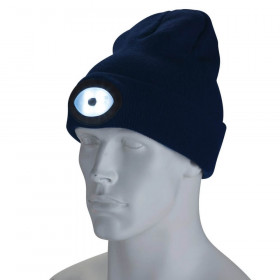 Draper 10007 Beanie Hat With Rechargeable Torch, One Size, 1W, 100 Lumens, Navy Blue each 1