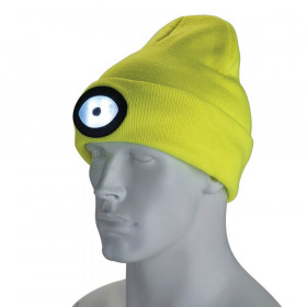 Draper 10008 Beanie Hat With Rechargeable Torch, One Size, 1W, 100 Lumens, High-Vis Yellow each 1