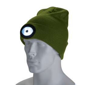 Draper 10018 Beanie Hat With Rechargeable Torch, One Size, 1W, 100 Lumens, Green each 1