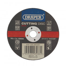 Draper 94767 Metal Cutting Disc, 75 X 1 X 10Mm each 1