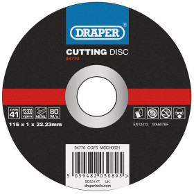 Draper 94770 Metal Cutting Disc, 115 X 1 X 22.23Mm each 1