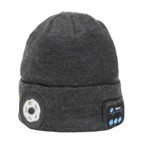 Draper 28351 Smart Wireless Rechargeable Beanie With Led Head Torch And Usb Charging Cable, Grey, One Size each 1
