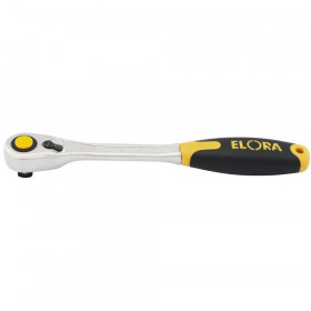 Elora 25930 Fine Tooth Quick Release Soft Grip Reversible Ratchet, 1/2in Sq. Dr., 270Mm each