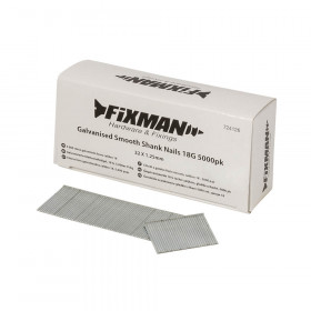 Fixman 724126 Galvanised Smooth Shank Nails 18G 5000Pk, 32 X 1.25Mm Each 5000