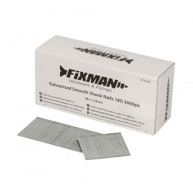 Fixman 974546 Galvanised Smooth Shank Nails 18G 5000Pk, 38 X 1.25Mm Each 5000