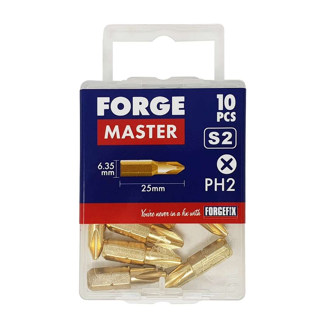 Forgemaster FM10PH2 Phillips Compatible Bits  Ph2 X 25Mm (Pack Of 10)