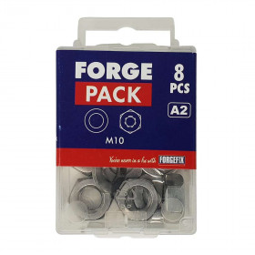 Forgepack FPNUT8SS Hexagonal Nuts & Flat Washers - Stainless Steel, M8 (Pack Of 12)