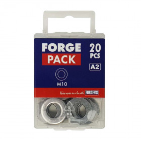 Forgepack FPWASH10SS Flat Washers - Light Duty - Stainless Steel, M10 (Pack Of 20)