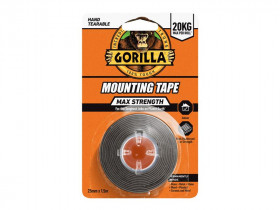 Gorilla Glue 114791 Max Strength Indoor Mounting Tape 25Mm X 1.5M Black