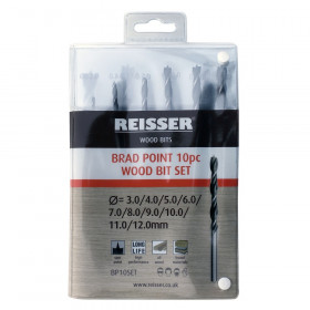 Reisser BP10SET Brad Point Wood Bit Set (10Pc) 3.0 - 12.0Mm (Hanger)