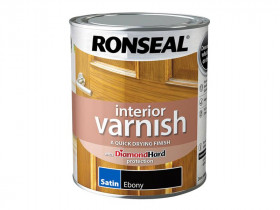 Ronseal 39432 Interior Varnish Quick Dry Satin Ebony 750Ml