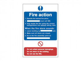Scan 0165 Fire Action Procedure - Pvc Sign 200 X 300Mm