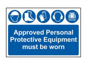 Scan 4020 Approved Ppe Must Be Worn - Pvc Sign 600 X 400Mm