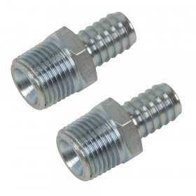 Sealey AC99 Screwed Tailpiece Male 1/2inBspt - Ø1/2in Hose - Pack Of 2