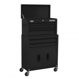 Sealey AP22BK Topchest & Rollcab Combination 6 Drawer With Ball-Bearing Slides - Black