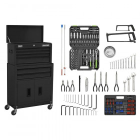 Sealey AP22BKCOMBO Topchest & Rollcab Combination 6 Drawer With Ball-Bearing Slides - Black & 170Pc Tool Kit