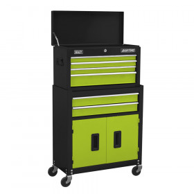 Sealey AP22HVG Topchest & Rollcab Combination 6 Drawer With Ball-Bearing Slides - Green