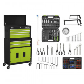 Sealey AP22HVGCOMBO Topchest & Rollcab Combination 6 Drawer With Ball-Bearing Slides - Green/Black & 170Pc Tool Kit