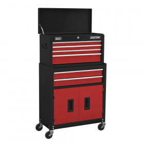 Sealey AP22R Topchest & Rollcab Combination 6 Drawer With Ball-Bearing Slides - Red