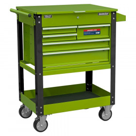 Sealey AP890MHV Heavy-Duty Mobile Tool & Parts Trolley With 5 Drawers And Lockable Top- Hi-Vis Green