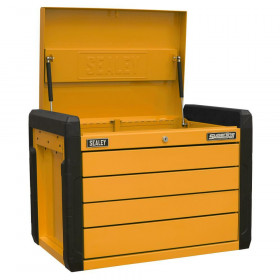 Sealey APPD4O 4-Drawer Push-To-Open Topchest With Ball-Bearing Slides - Orange