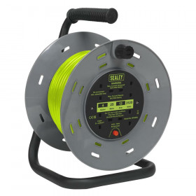 Sealey BCR25G Cable Reel With Thermal Trip 4 X 230V Sockets 25M - Green