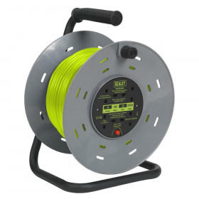 Sealey BCR50G Cable Reel With Thermal Trip 4 X 230V Sockets 50M - Green