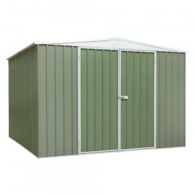 Sealey DG116 Dellonda Galvanised Steel Metal Garden/Outdoor/Storage Shed, 10Ft X 10Ft, Apex Style Roof - Green - Dg116