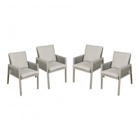 Sealey DG50 Dellonda Fusion Garden/Patio Aluminium Dining Chair With Armrests, Set Of 4, Light Grey - Dg50