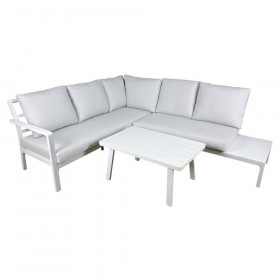 Sealey DG53 Dellonda Kyoto White 3-Piece Outdoor Garden Corner Sofa & Coffee Table Set