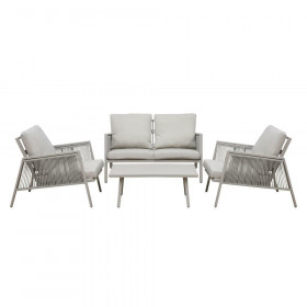 Sealey DG56 Dellonda Fusion Aluminium 4-Piece Outdoor Sofa, Arm Chairs & Coffee Table Set