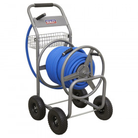 Sealey HRKIT50 Heavy-Duty Hose Reel Cart With 50M Heavy-Duty Ø19Mm Hot & Cold Rubber Water Hose