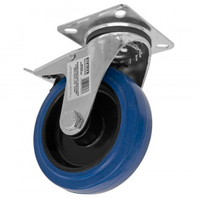 Sealey SCW3125SPLEM Heavy-Duty Blue Elastic Rubber Swivel Castor Wheel With Total Lock Ø125Mm - Trade