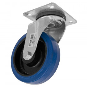 Sealey SCW3160SPEM Heavy-Duty Blue Elastic Rubber Swivel Castor Wheel Ø160Mm - Trade