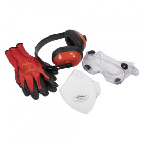 Sealey SEP2 Flexi Grip Gloves, Ffp1 Mask, Goggles & Ear Defenders