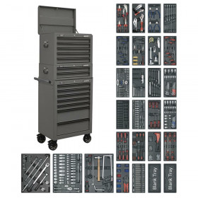 Sealey SPTGRCOMBO1 Tool Chest Combination 14 Drawer With Ball-Bearing Slides - Grey & 1179Pc Tool Kit