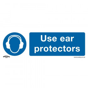 Sealey SS10V10 Mandatory Safety Sign - Use Ear Protectors - Self-Adhesive Vinyl - Pack Of 10