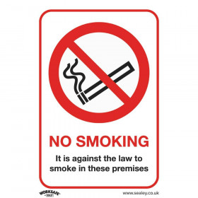 Sealey SS12P1 Prohibition Safety Sign - No Smoking (On Premises) - Rigid Plastic